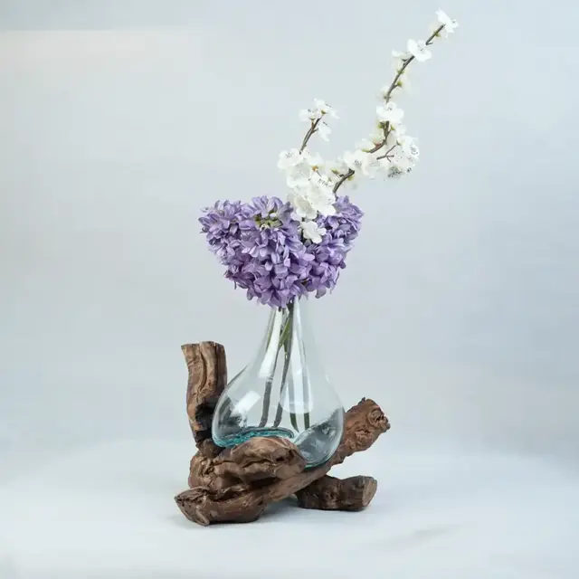 گلدان چوب و شیشه