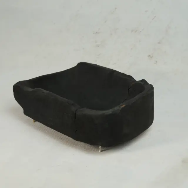 ظرف پذیرایی چوب گردو دفرمه مستطیل با پایه برنجی